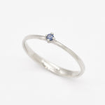 Dainty Genuine Sapphire Ring - Certified Sapphire Solitaire Ring - Real 14k White Gold Ring