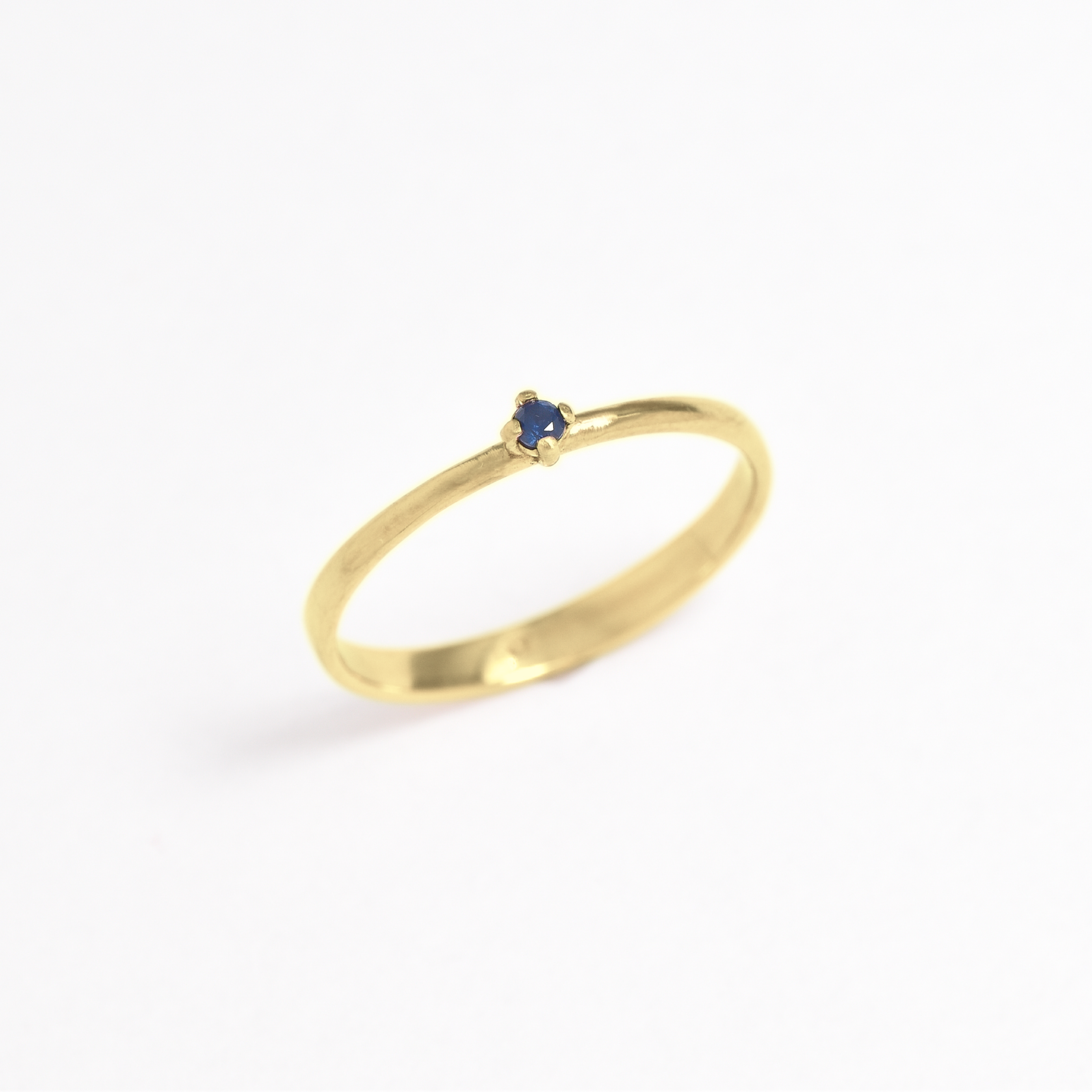 Dainty Genuine Sapphire Ring - Certified Sapphire Solitaire Ring - Real 14k White Gold Ring (41096994848834)