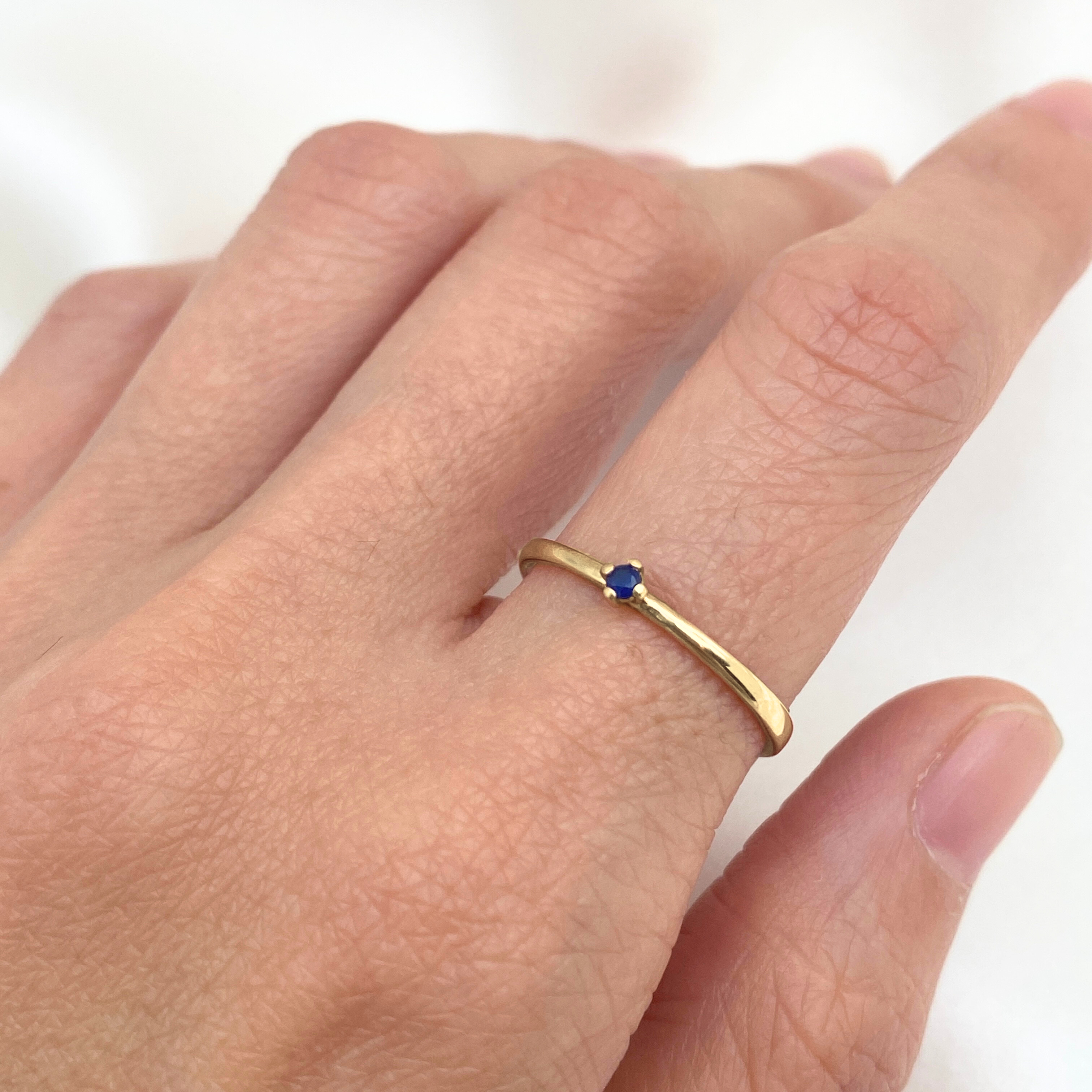 Dainty Genuine Sapphire Ring - Certified Sapphire Solitaire Ring - Real 14k White Gold Ring (41096994848834)