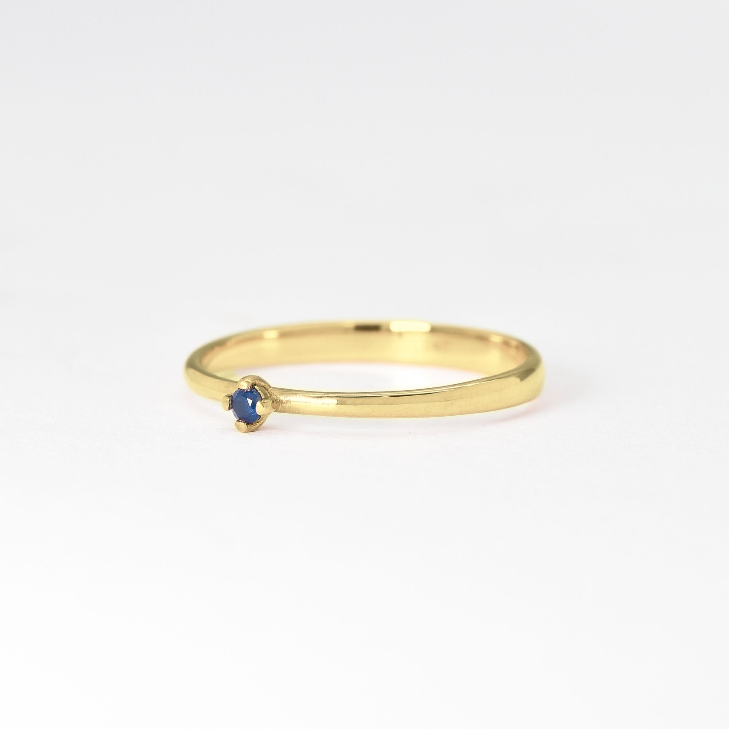 Dainty Genuine Sapphire Ring - Certified Sapphire Solitaire Ring - Real 14k White Gold Ring (41096994848834)