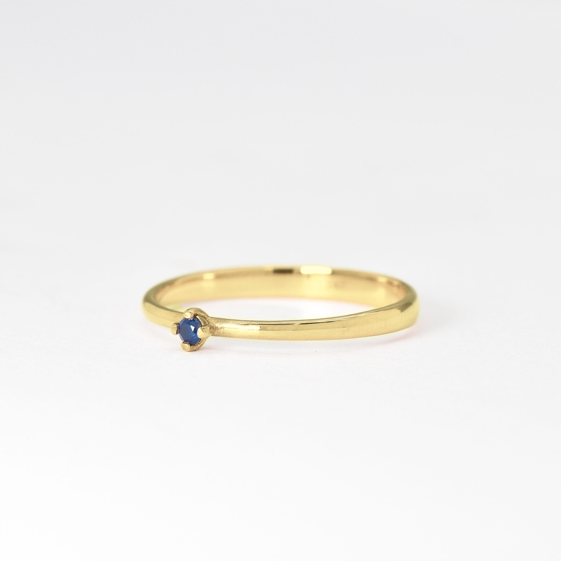 Dainty Genuine Sapphire Ring - Certified Sapphire Solitaire Ring - Real 14k White Gold Ring (41096994848834)