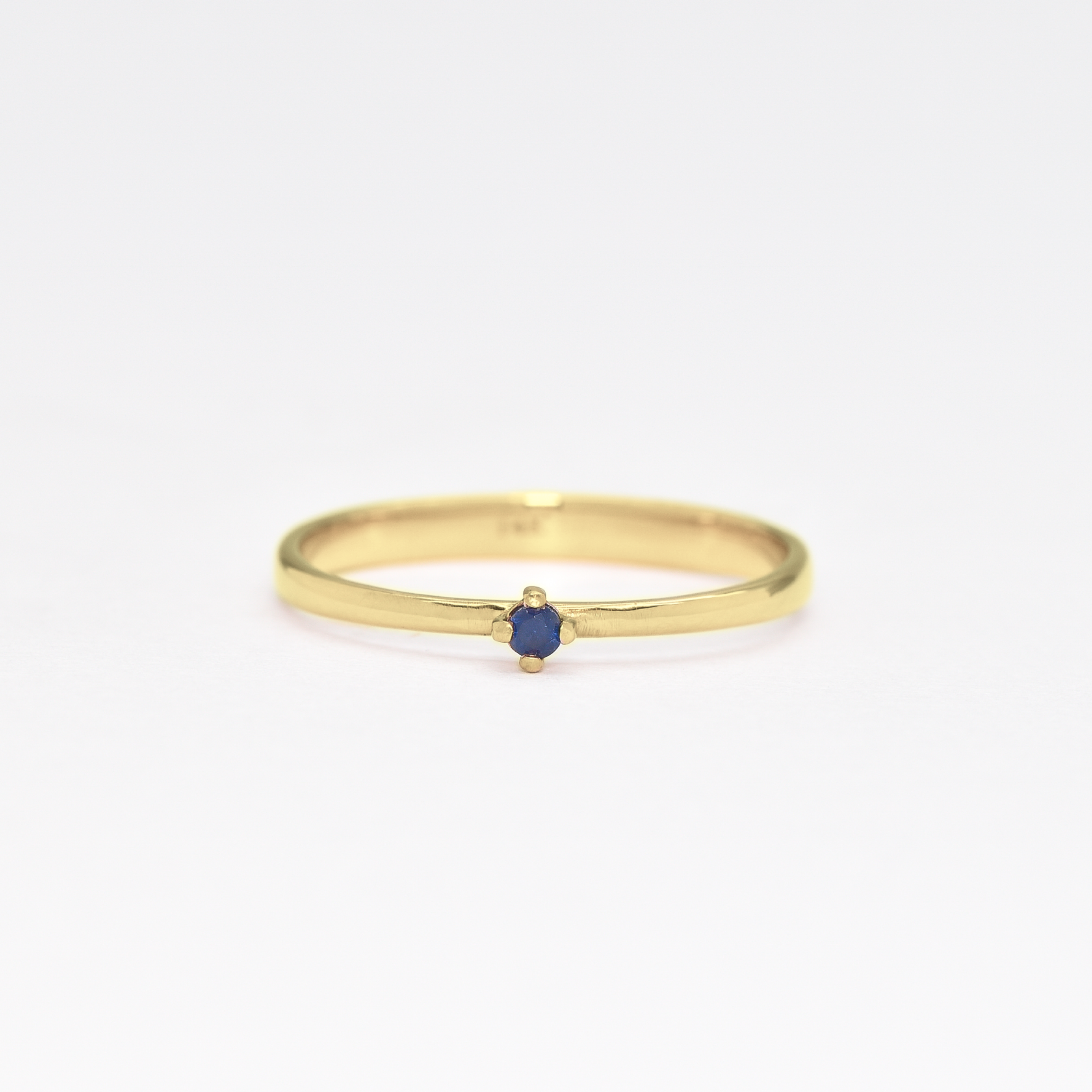 Dainty Genuine Sapphire Ring - Certified Sapphire Solitaire Ring - Real 14k White Gold Ring (41096994848834)