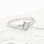 Delicate Diamond Ring, 18k White Gold Ring, Minimalist Engagement Ring