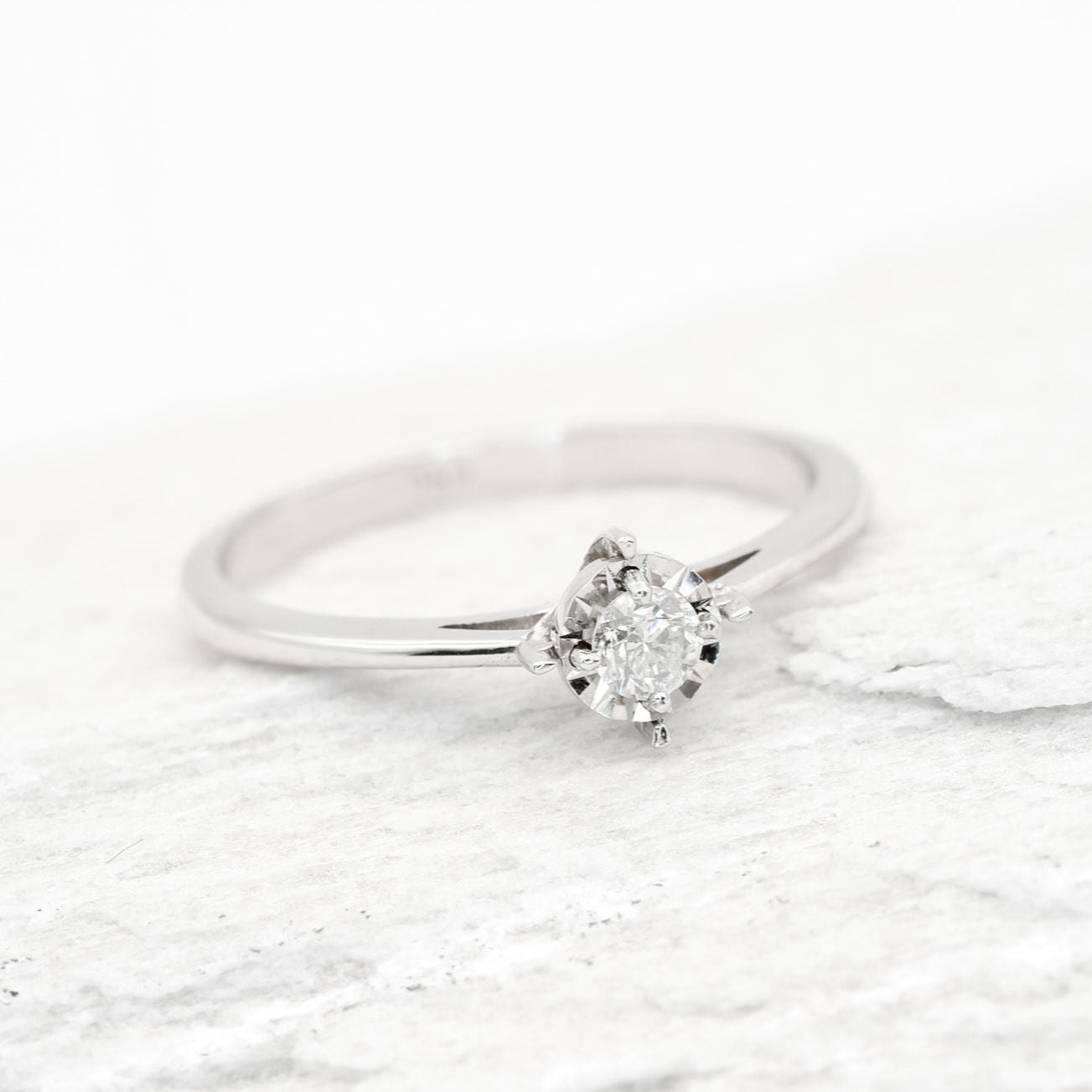 Delicate Diamond Ring, 18k White Gold Ring, Minimalist Engagement Ring