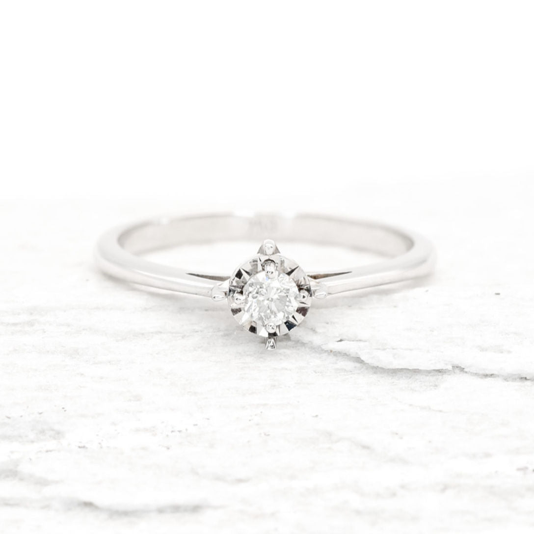 Delicate Diamond Ring, 18k White Gold Ring, Minimalist Engagement Ring