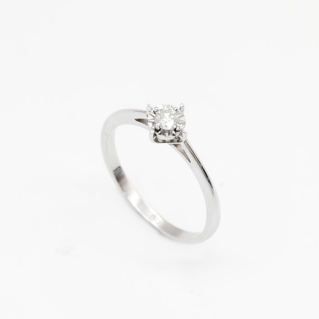 Delicate Diamond Ring, 18k White Gold Ring, Minimalist Engagement Ring