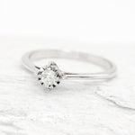 Delicate Diamond Ring, 18k White Gold Ring, Minimalist Engagement Ring