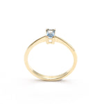 Genuine Blue Baguette Real Gold Ring - Solid 14k Gold Real Topaz Ring - Classy Blue Topaz Gold Ring