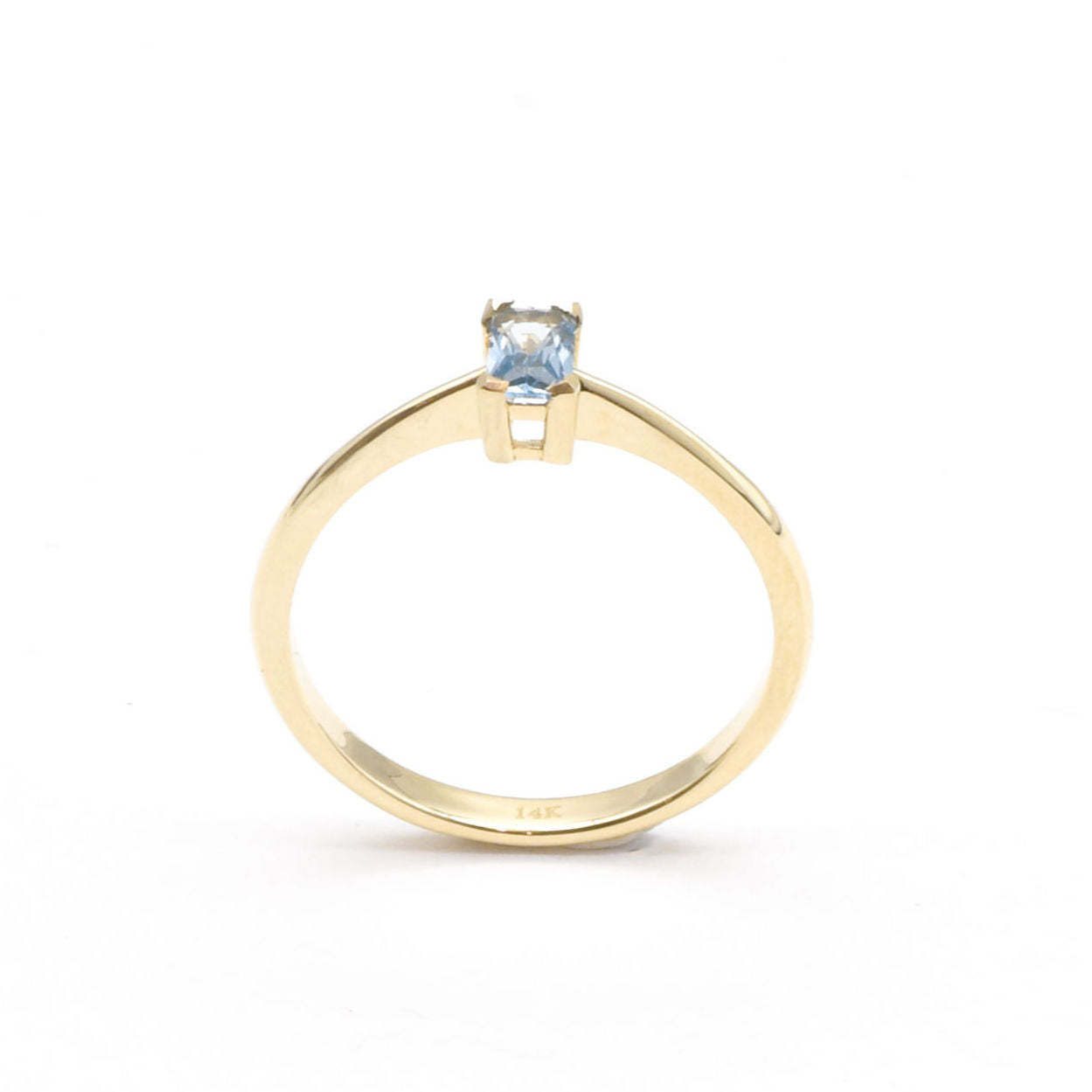 Genuine Blue Baguette Real Gold Ring - Solid 14k Gold Real Topaz Ring - Classy Blue Topaz Gold Ring