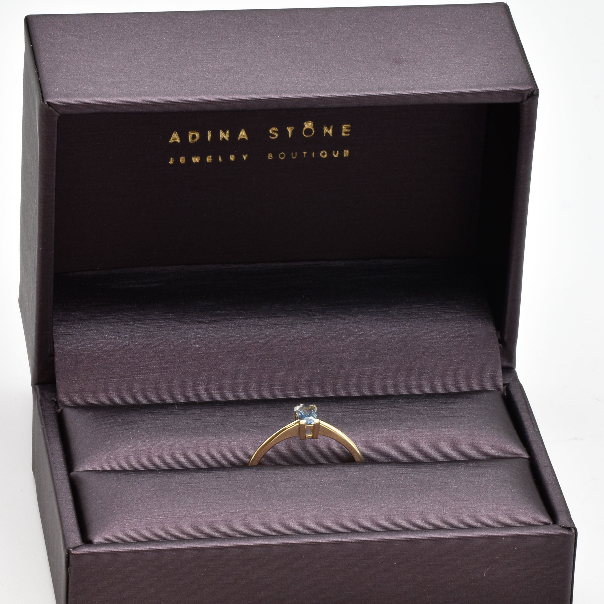 Genuine Blue Baguette Real Gold Ring - Solid 14k Gold Real Topaz Ring - Classy Blue Topaz Gold Ring