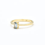 Genuine Blue Baguette Real Gold Ring - Solid 14k Gold Real Topaz Ring - Classy Blue Topaz Gold Ring