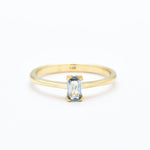 Genuine Blue Baguette Real Gold Ring - Solid 14k Gold Real Topaz Ring - Classy Blue Topaz Gold Ring