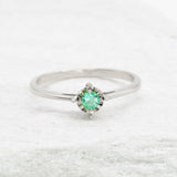 Genuine Dainty Emerald Ring - 14k Solid Gold Ring - Certified  Emerald Ring