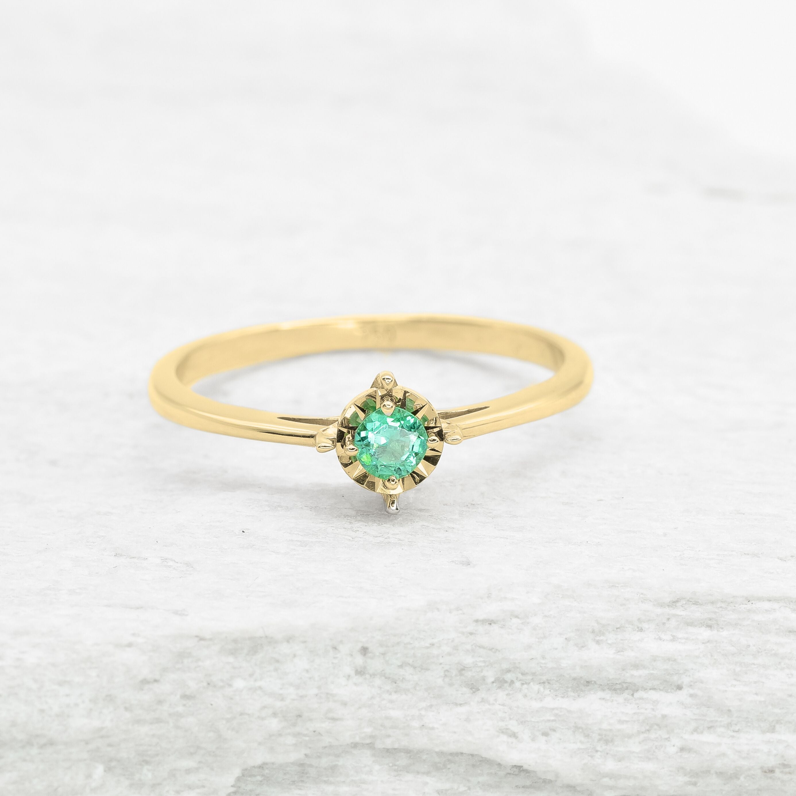 Genuine Emerald Ring - 18k Solid Gold Ring - Real Green Emerald Ring (41097003106370)