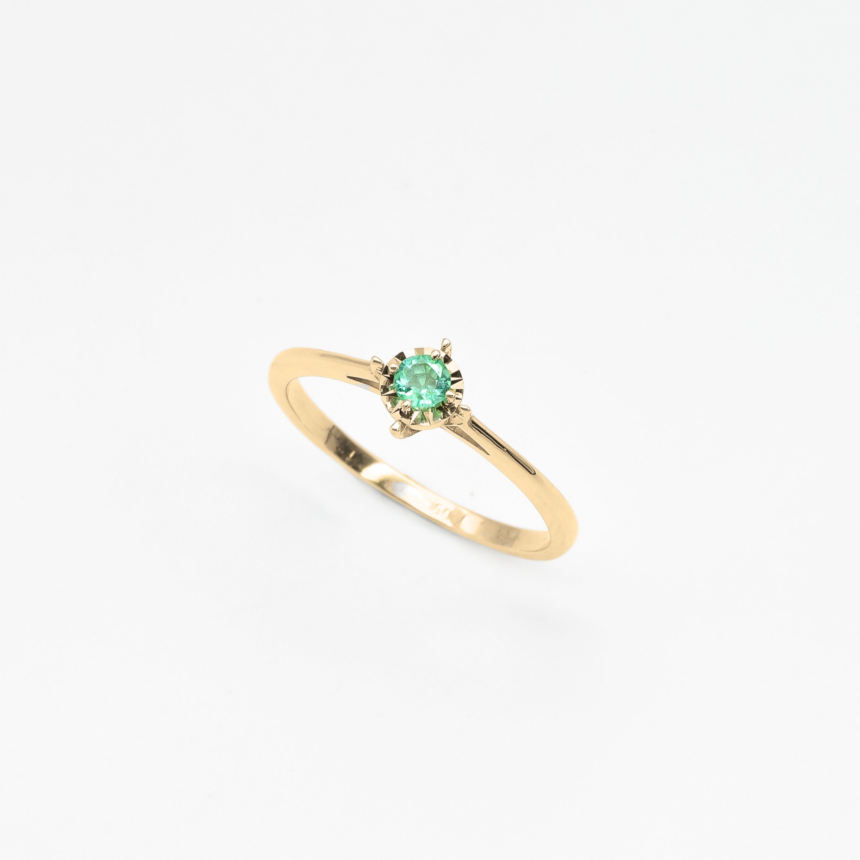 Genuine Emerald Ring - 18k Solid Gold Ring - Real Green Emerald Ring (41097003106370)