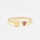 Genuine Ruby Ring - Real 14k Rose Gold Ring - Gold Heart Ring