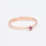 Genuine Red Ruby Ring - Solid 14k Real Rose Gold Ring -  Dainty Ruby Rose Gold Ring