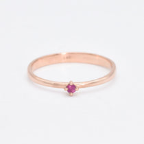 Genuine Red Ruby Ring - Solid 14k Real Rose Gold Ring -  Dainty Ruby Rose Gold Ring