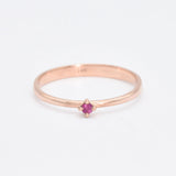 Genuine Red Ruby Ring - Solid 14k Real Rose Gold Ring -  Dainty Ruby Rose Gold Ring