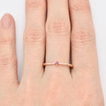 Genuine Red Ruby Ring - Solid 14k Real Rose Gold Ring -  Dainty Ruby Rose Gold Ring