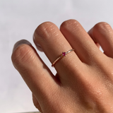 Genuine Ruby Ring - Solid Rose Gold Ring -  Dainty Rose Gold Ring