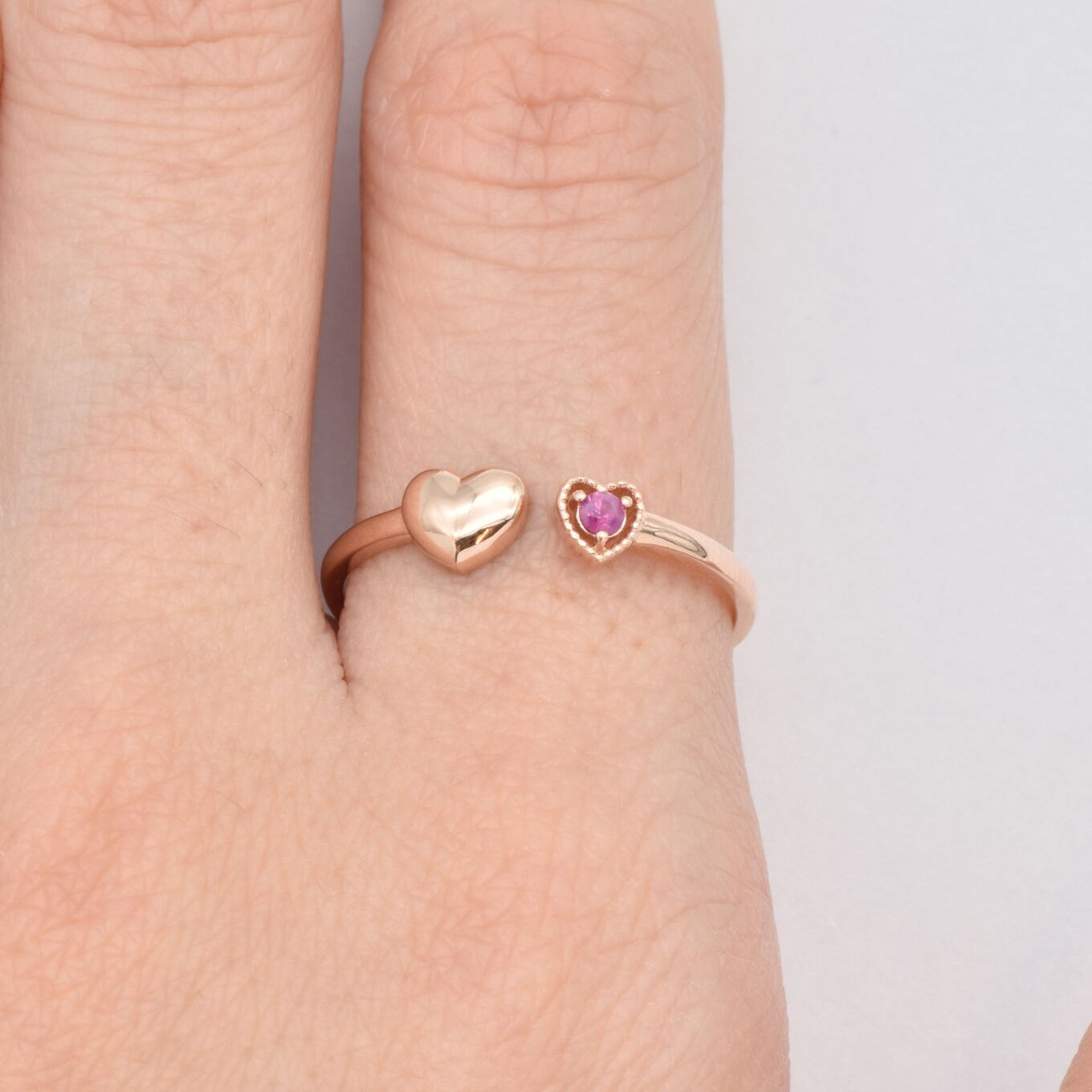 Genuine Ruby Ring - Real 14k Rose Gold Ruby Ring - Red Ruby Heart Ring