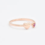 Genuine Ruby Ring - Real 14k Rose Gold Ruby Ring - Red Ruby Heart Ring