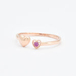 Genuine Ruby Ring - Real 14k Rose Gold Ruby Ring - Red Ruby Heart Ring