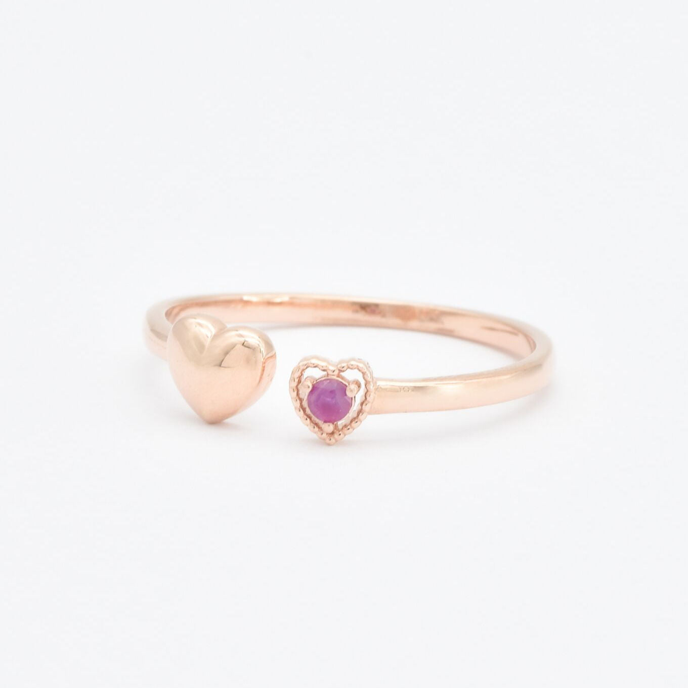 Genuine Ruby Ring - Real 14k Rose Gold Ruby Ring - Red Ruby Heart Ring