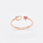 Genuine Ruby Ring - Real 14k Rose Gold Ruby Ring - Red Ruby Heart Ring