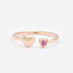 Genuine Ruby Ring - Real 14k Rose Gold Ruby Ring - Red Ruby Heart Ring