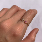 Genuine Ruby Ring - Real 14k Rose Gold Ring - Gold Heart Ring