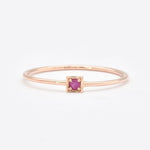 Genuine Ruby Ring - Real 14k Solid Rose Gold Ring - Dainty Certified Ruby Ring