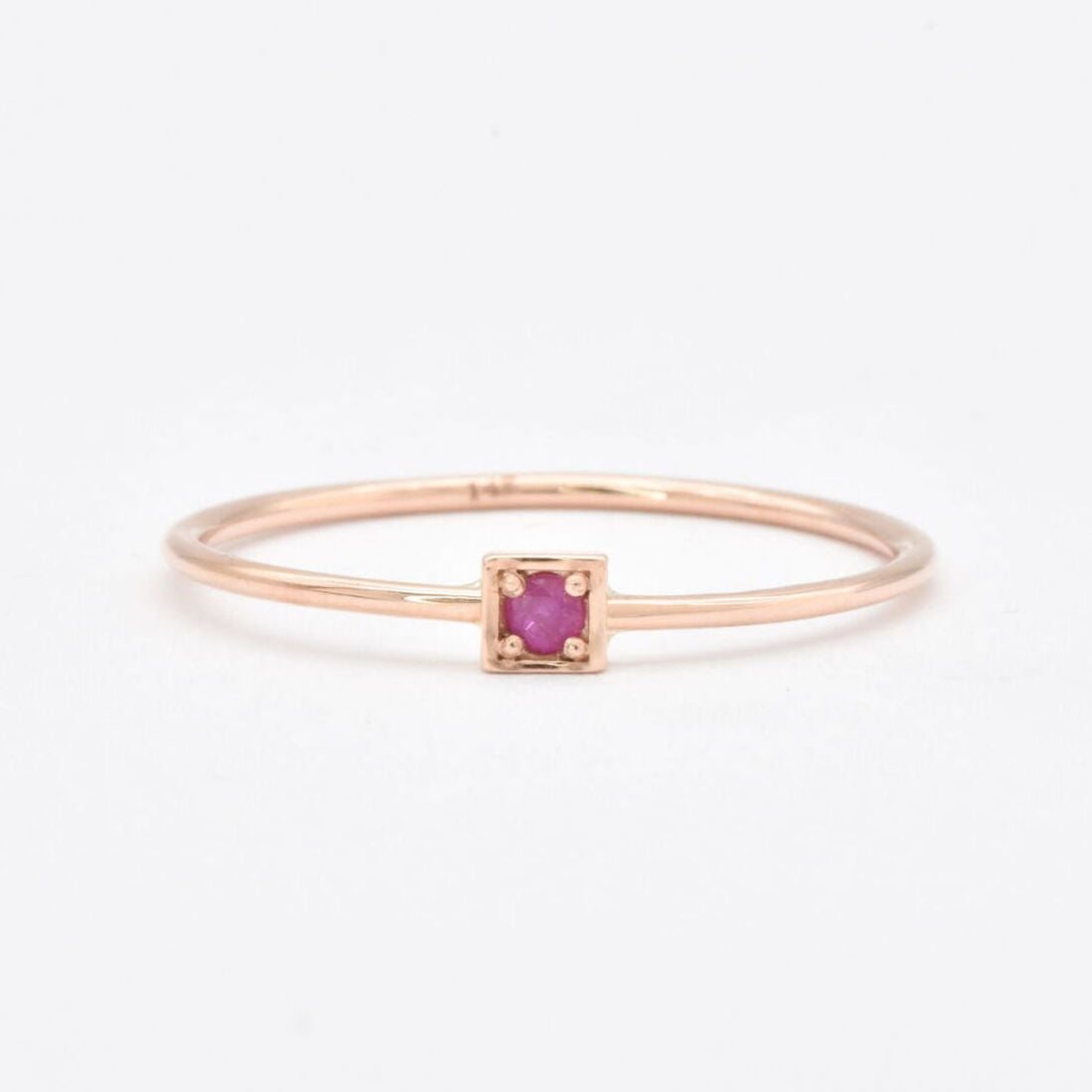 Genuine Ruby Ring - Real 14k Solid Rose Gold Ring - Dainty Certified Ruby Ring