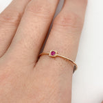 Genuine Ruby Ring - Real 14k Solid Rose Gold Ring - Dainty Certified Ruby Ring