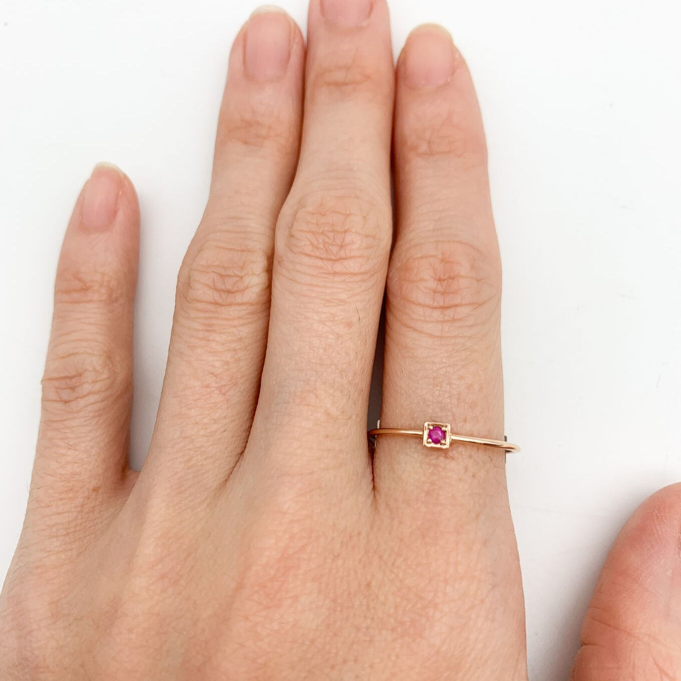 Genuine Ruby Ring - Real 14k Solid Rose Gold Ring - Dainty Certified Ruby Ring