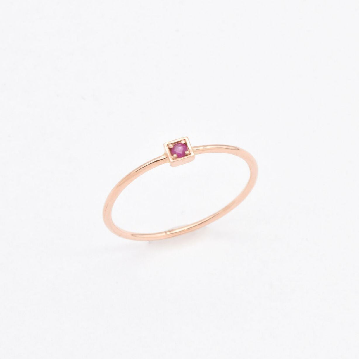 Genuine Ruby Ring - Real 14k Solid Rose Gold Ring - Dainty Certified Ruby Ring