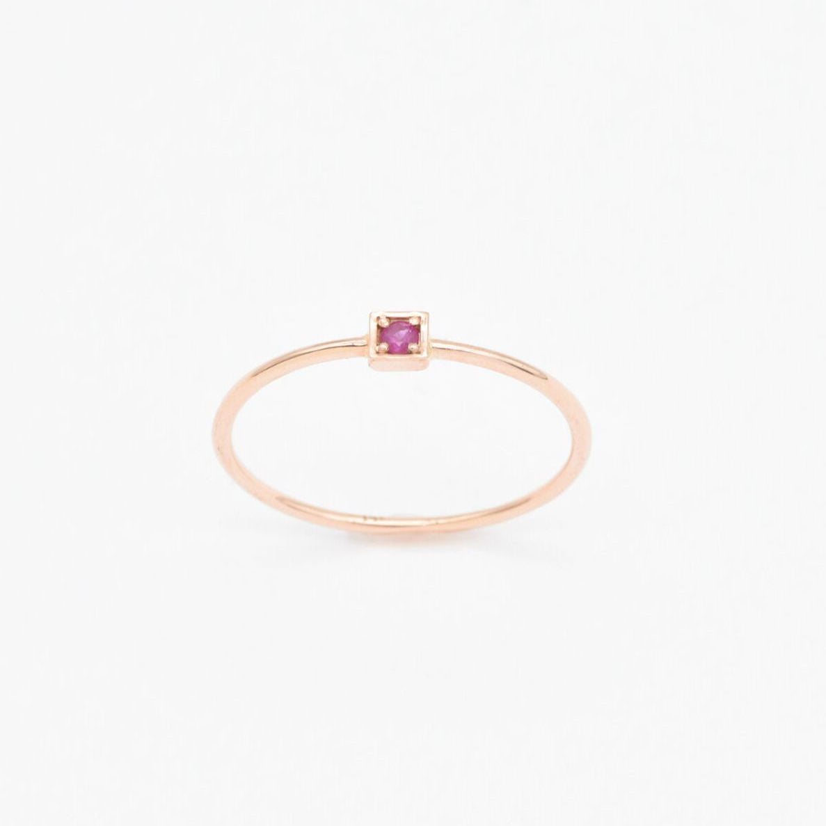 Genuine Ruby Ring - Real 14k Solid Rose Gold Ring - Dainty Certified Ruby Ring