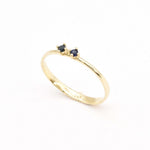 Gold Blue Diamond and Sapphire Ring - 14k Gold Dainty Ring - Gold Two Stone Ring