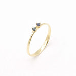 Gold Blue Diamond and Sapphire Ring - 14k Gold Dainty Ring - Gold Two Stone Ring