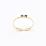 Gold Blue Diamond and Sapphire Ring - 14k Gold Dainty Ring - Gold Two Stone Ring