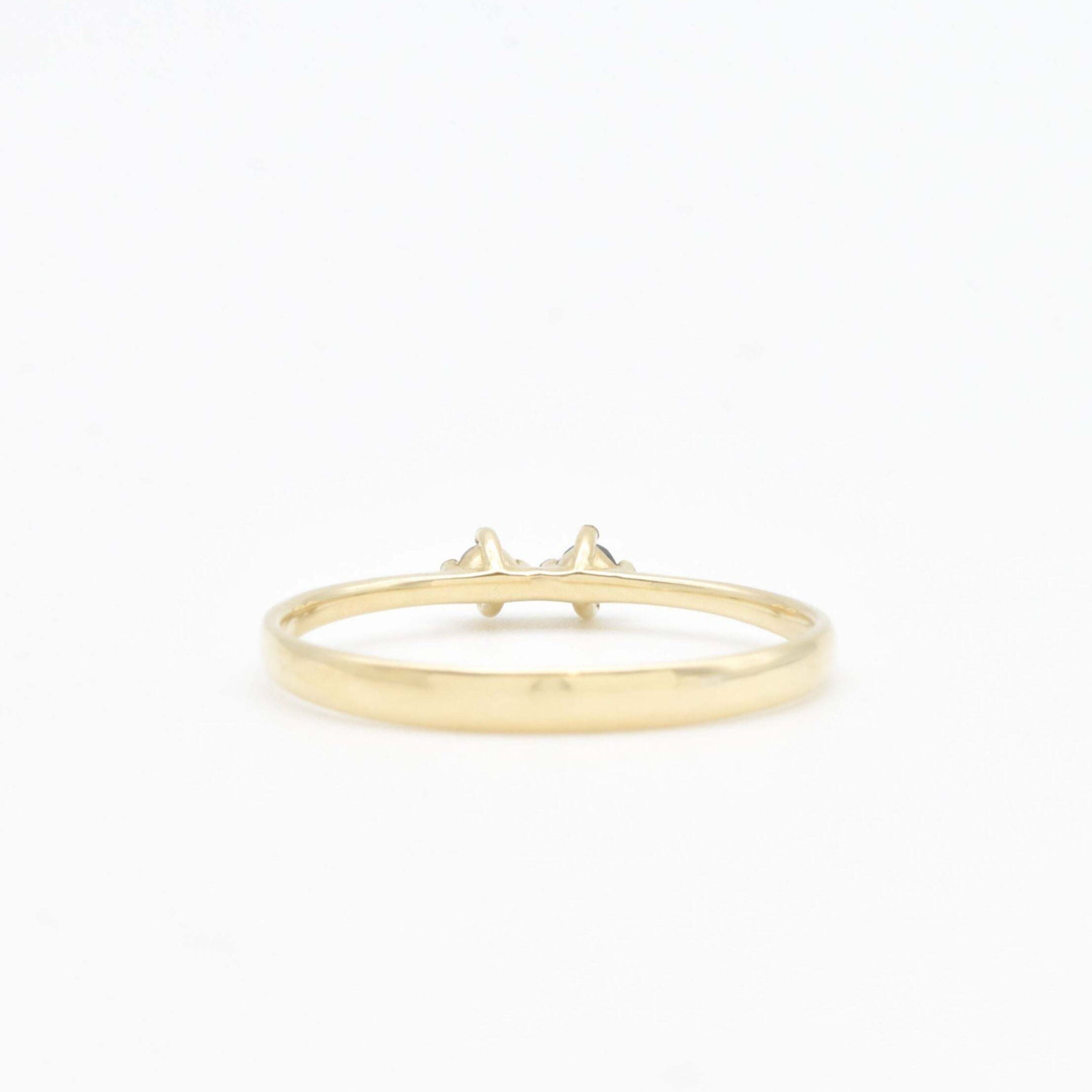 Gold Blue Diamond and Sapphire Ring - 14k Gold Dainty Ring - Gold Two Stone Ring