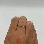 Gold Blue Diamond and Sapphire Ring - 14k Gold Dainty Ring - Gold Two Stone Ring