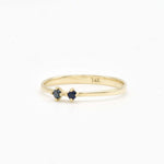 Gold Blue Diamond and Sapphire Ring - 14k Gold Dainty Ring - Gold Two Stone Ring