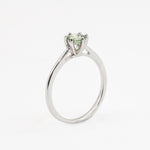 Green Sapphire Ring, Solid 18k White Gold Ring, Classy Round Engagement Ring, 6-Prong Ring