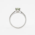 Green Sapphire Ring, Solid 18k White Gold Ring, Classy Round Engagement Ring, 6-Prong Ring