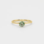 Green Sapphire Ring, Solid 18k White Gold Ring, Classy Round Engagement Ring, 6-Prong Ring (41097007005762)