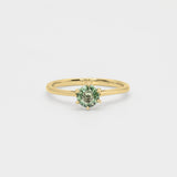 Green Sapphire Ring, Solid 18k White Gold Ring, Classy Round Engagement Ring, 6-Prong Ring (41097007005762)