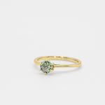 Green Sapphire Ring, Solid 18k White Gold Ring, Classy Round Engagement Ring, 6-Prong Ring (41097007005762)