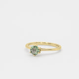 Green Sapphire Ring, Solid 18k White Gold Ring, Classy Round Engagement Ring, 6-Prong Ring (41097007005762)